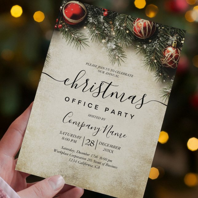 Convite Festa de Férias de Natal e Ornamentos (Criador carregado)