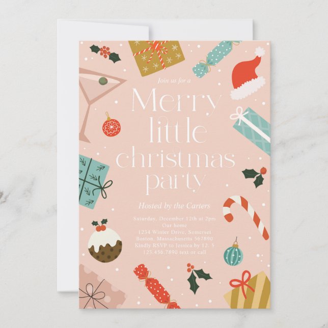 Convite Festa de Férias de Natal feliz (Frente)