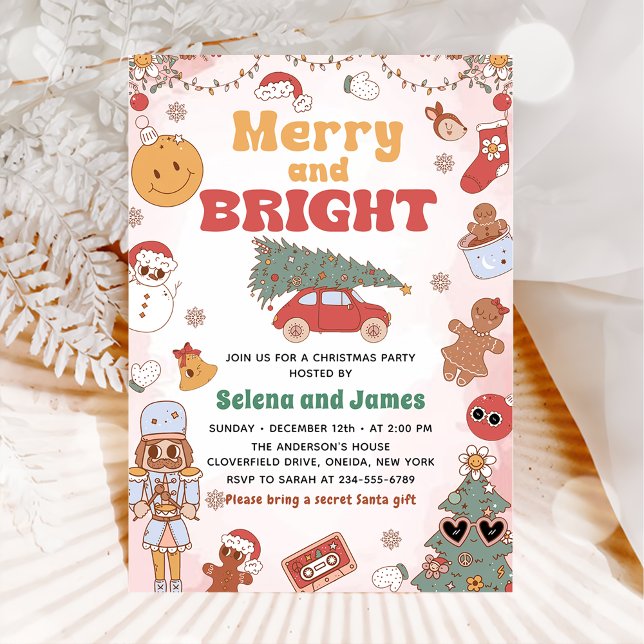 Convite Festa de Férias de Natal feliz E Brilhante (Criador carregado)