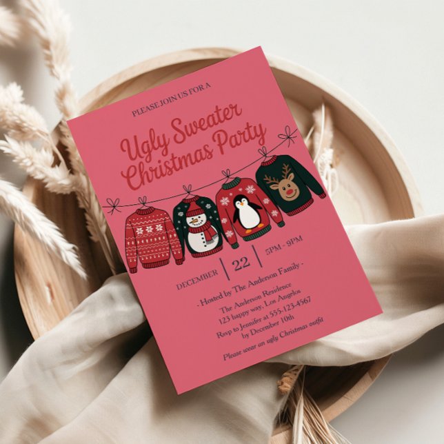 Convite Festa de Férias do Sweater Rosa Febre | Natal dive (Criador carregado)
