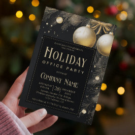 Convite Festa de Férias Douradas e Pretas Elegantes