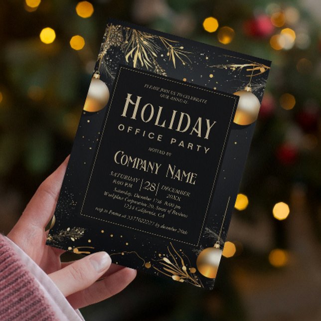Convite Festa de Férias Douradas e Pretas Elegantes (Criador carregado)