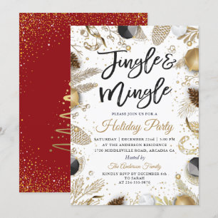 Convite Festa de Férias Douradas Vermelhas Jingle e Mingl