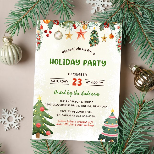 Convite Festa de Férias Enfeites de natal Greenery (Criador carregado)