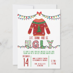 Convite Festa de Férias Feriadas de Natal Feia