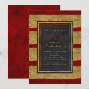 Convite Festa de Férias Moderno Mármore Vermelho e Natal D