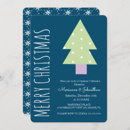 Convite Festa de Férias Rosa Verde da Árvore de Natal Mode