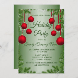 Convite Festa de Férias Verdes dos Enfeites de natal Verme