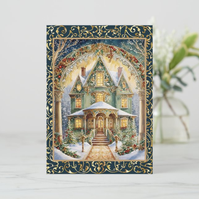 Convite Festa de Férias Vitoriana do ornamentado (Em pé/Frente)