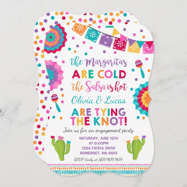 Convite Festa de Festa de noivado Convidado do Partido Mex (Frente/Verso)