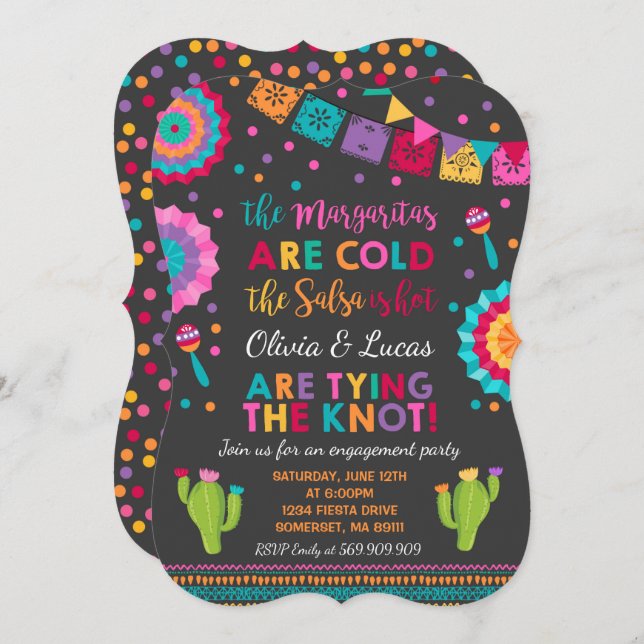 Convite Festa de Festa de noivado Convidado do Partido Mex (Frente/Verso)