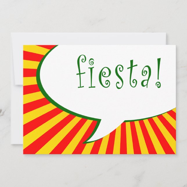 Convite festa de fiesta : bolha de fala em banda desenhada (Frente)