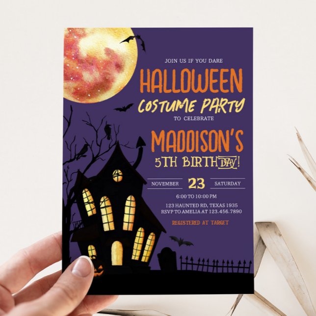 Convite Festa de Figurino de Aniversário do Halloween Hous (Halloween Birthday Costume Party Invitation)