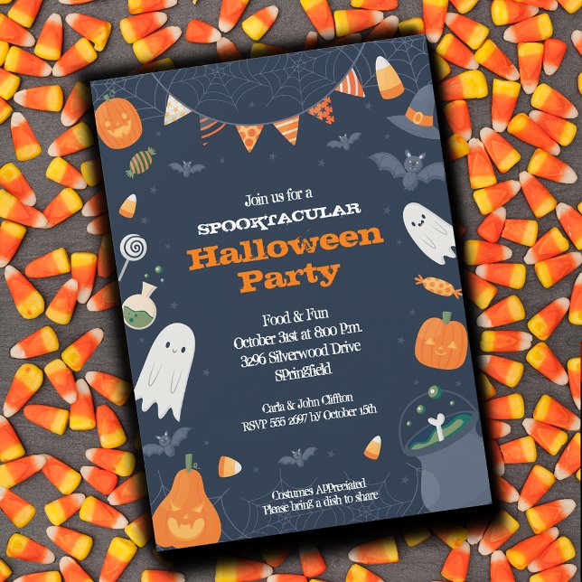 Convite Festa de Figurino de Bela Halloween (Cute Halloween Costume Party Invitations)