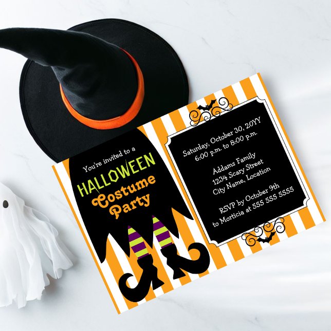 Convite Festa de Figurino de Bruxas de Halloween (A bewitching Halloween costume party invite perfect for kids and adults.)