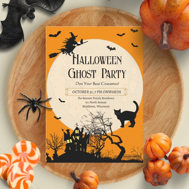 Convite Festa de Figurino de Halloween para Adultos Modern (Criador carregado)