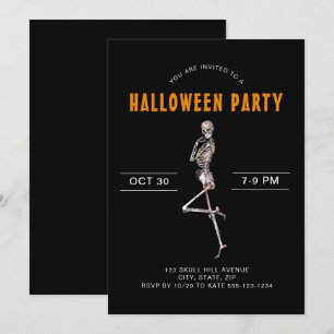 Convite Festa de Figurino do Halloween Adulto Skeleton Bla