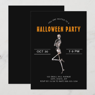 Convite Festa de Figurino do Halloween Adulto Skeleton Bla