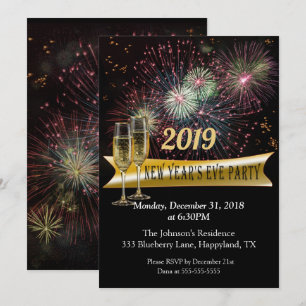 Convite Festa de Fim de Ano com Fogos de Artifício