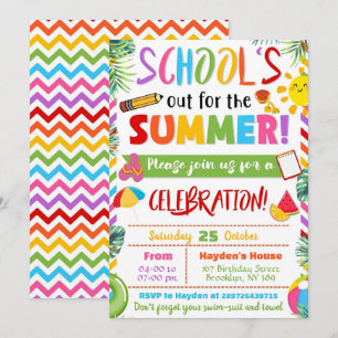 Convite Festa de Fim de Ano Letivo Editável Festa das Féri