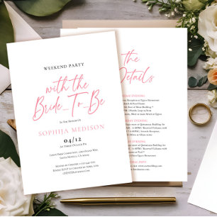 Convite Festa de Fim de Semana da Bachelorette Branca e Ro