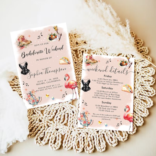 Convite Festa de Fim de Semana de Bachelorette (Criador carregado)