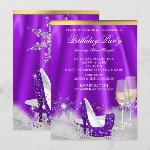 Convite Festa de Flocos de Neve Champanhe Dourado Salto Al