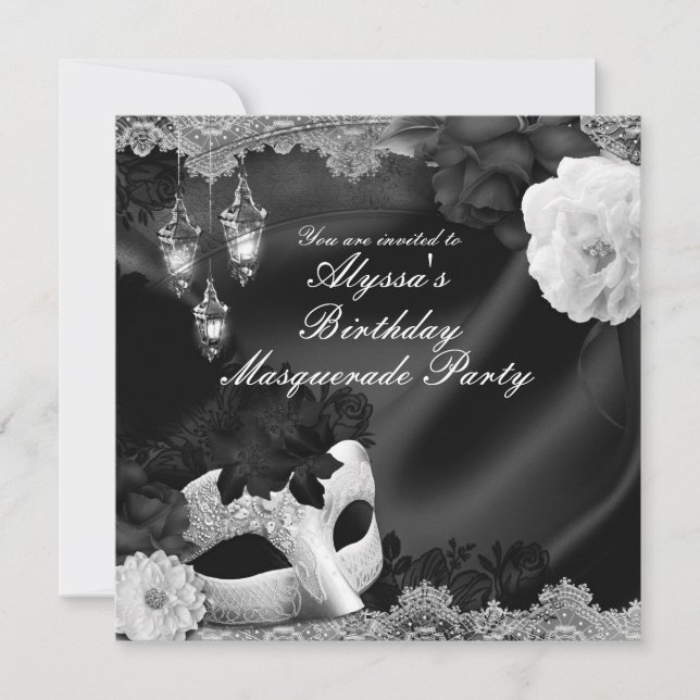 Convite Festa de Floral e Mascarada de Lugar de Seda Negra (Frente)