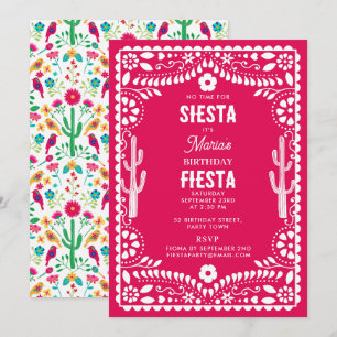 Convite Festa de Flores Tradicionais Mexicanas Rosa Aniver