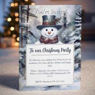 Convite Festa de Floresta de Inverno de Snowman
