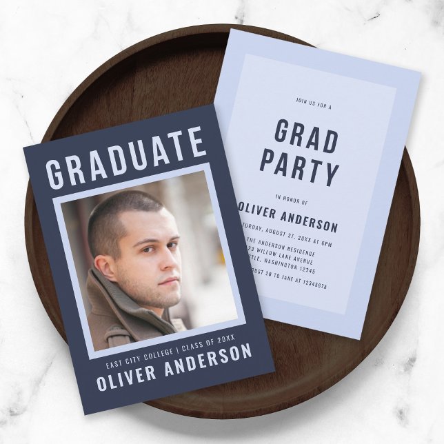 Convite Festa de Formando Azul Negrito e Formando (Criador carregado)