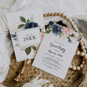 Convite Festa de Formando da Caligrafia Floral Elegante