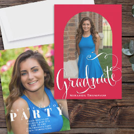 Convite Festa de Formatação de Fotos de Graduação Vermelha