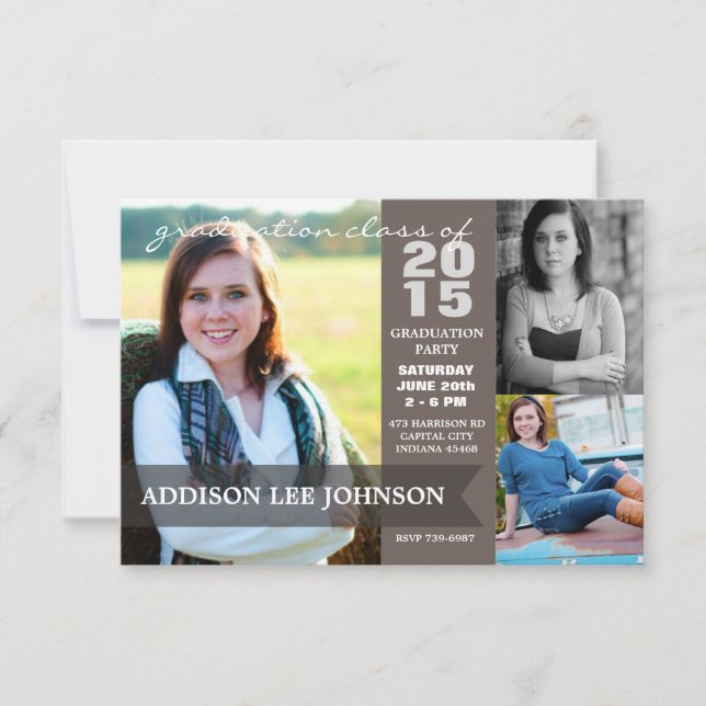 Convite Festa de formatura 2015 - Colagem de banner clássi (Frente)