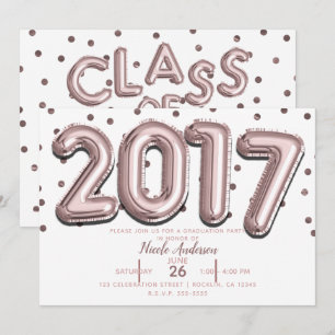 Convite FESTA DE FORMATURA 2017 Balões de Confetes Dourado