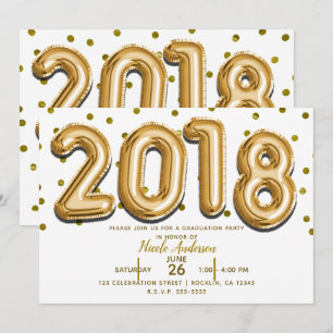 Convite FESTA DE FORMATURA 2018 Balões Dourados com Confet