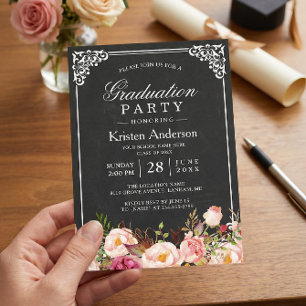 Convite Festa de formatura 2018 floral do quadro do quadro