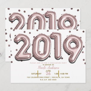 Convite FESTA DE FORMATURA 2019 Balões de Confetes em Dour