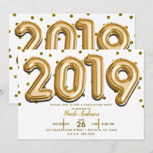 Convite FESTA DE FORMATURA 2019 Balões Dourados com Confet
