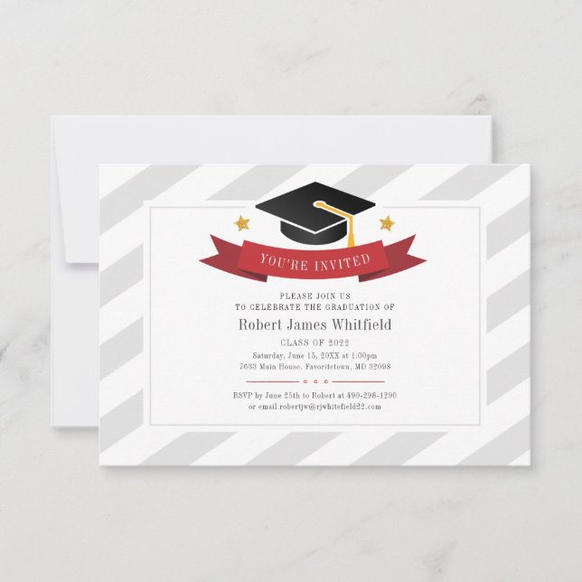 Convite festa de formatura 2022 Boné Prata Dourada Vermelh (Frente)