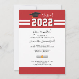 Convite Festa de Formatura 2024 Simples Vermelho Branco