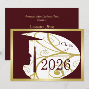 Convite Festa de Formatura 2026 Silhueta de Homem Dourado/