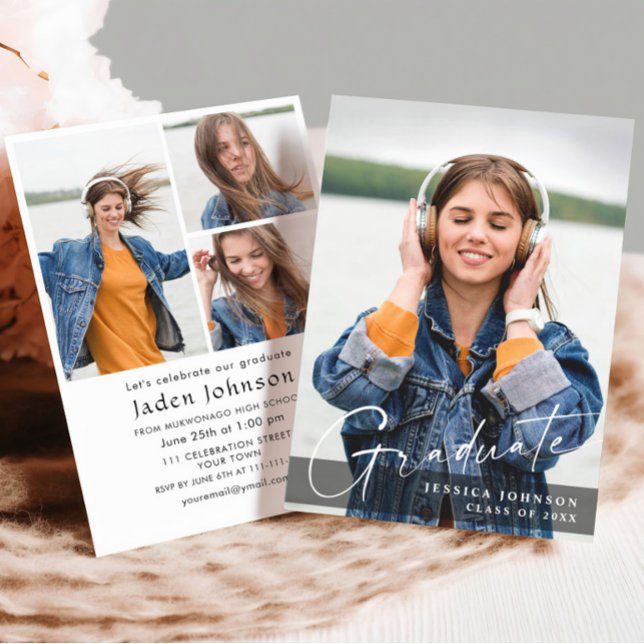 Convite Festa de formatura 4 de FOTO Simples Moderna (Criador carregado)