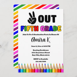 Convite Festa de formatura 5 de Grau de Paz de Cores Brilh