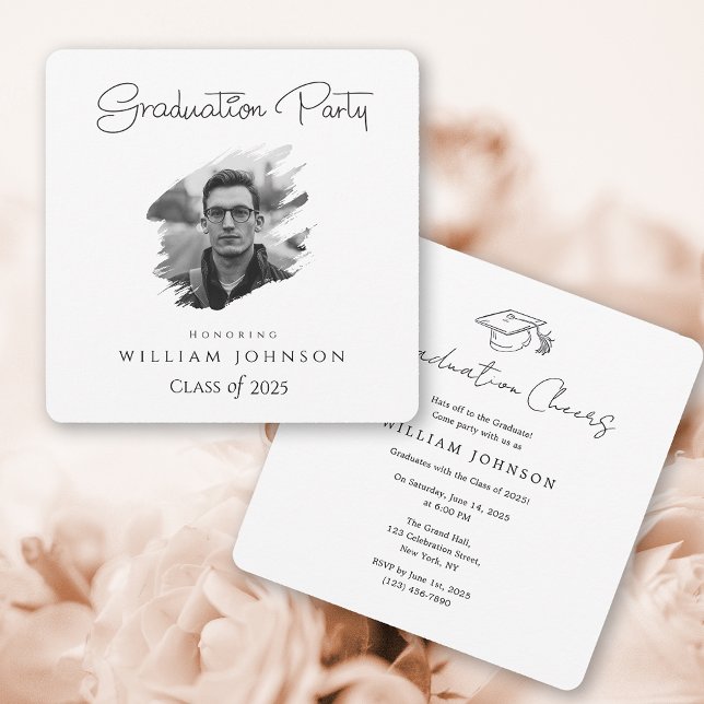 Convite festa de formatura a preto e branco 2025 (black and white graduation party 2025 invitation
)