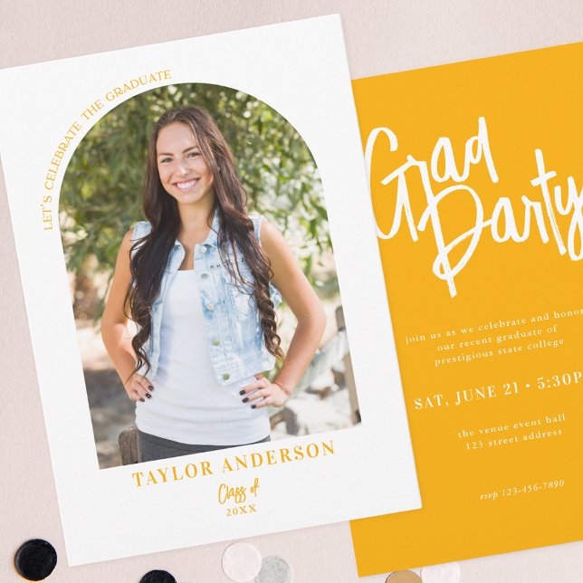 Convite Festa de formatura Amarelo de Fotografia do Arch d (Criador carregado)
