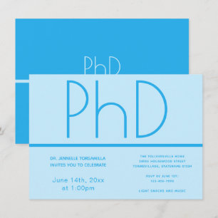 Convite Festa de formatura Azul Claro PhD Grau