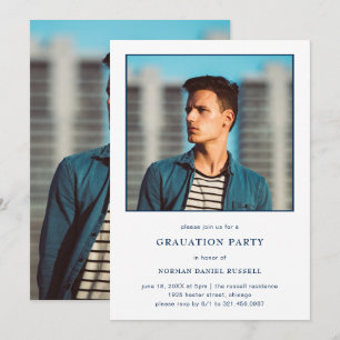 Convite Festa de formatura Azul de Fotografia Branca do Ma