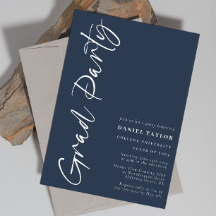 Convite Festa de formatura Azul de Script Simples