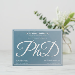 Convite Festa de formatura azul grau PhD